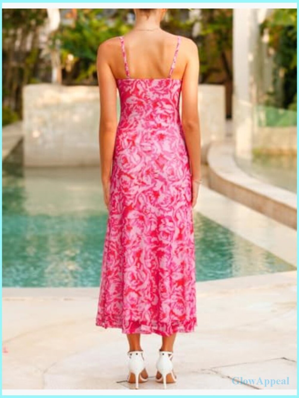 Sleeveless Floral Bodycon Maxi Dress Spaghetti Strap Wedding Guest 2026 - Picture 5 of 7